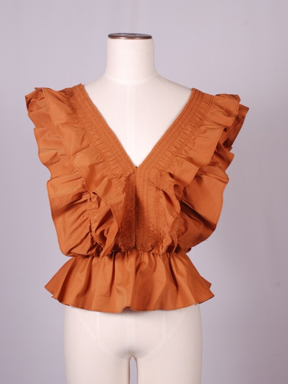 NWOT Strut & Bolt Bolt Orange Ruffle Sleeve Blouse, Sz - M - Picture 1 of 7